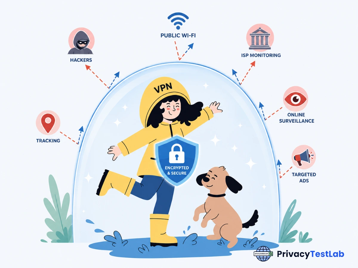 Secure encrypted VPN connection tunnel shielding a user data profile