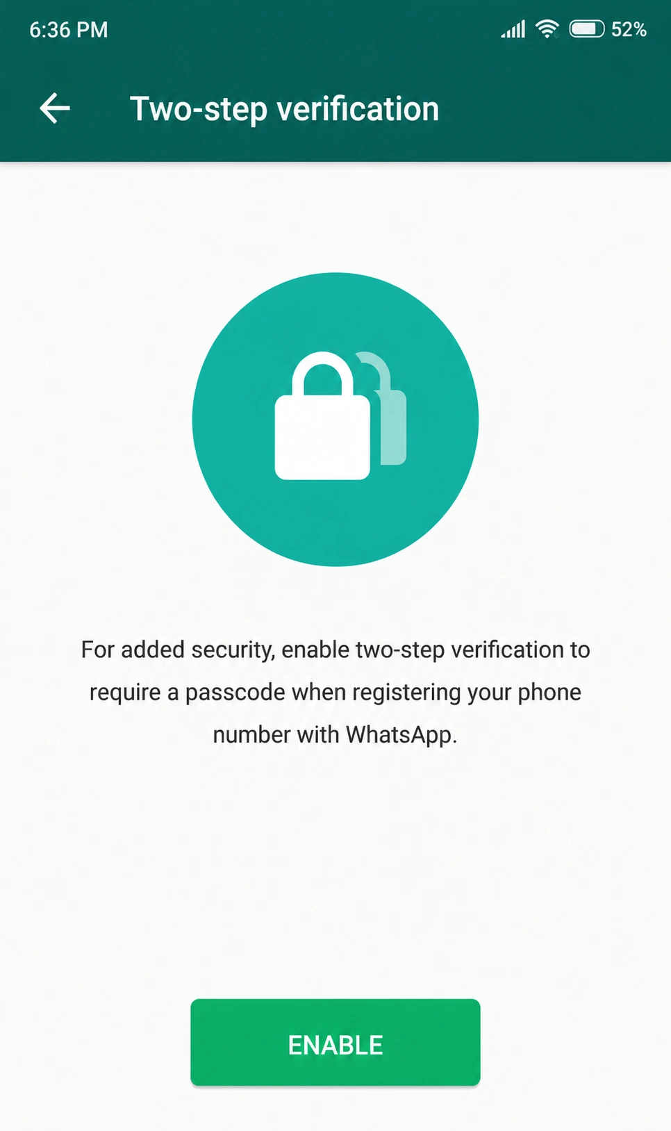 Fingerprint passkey prompt replacing a WhatsApp six-digit PIN